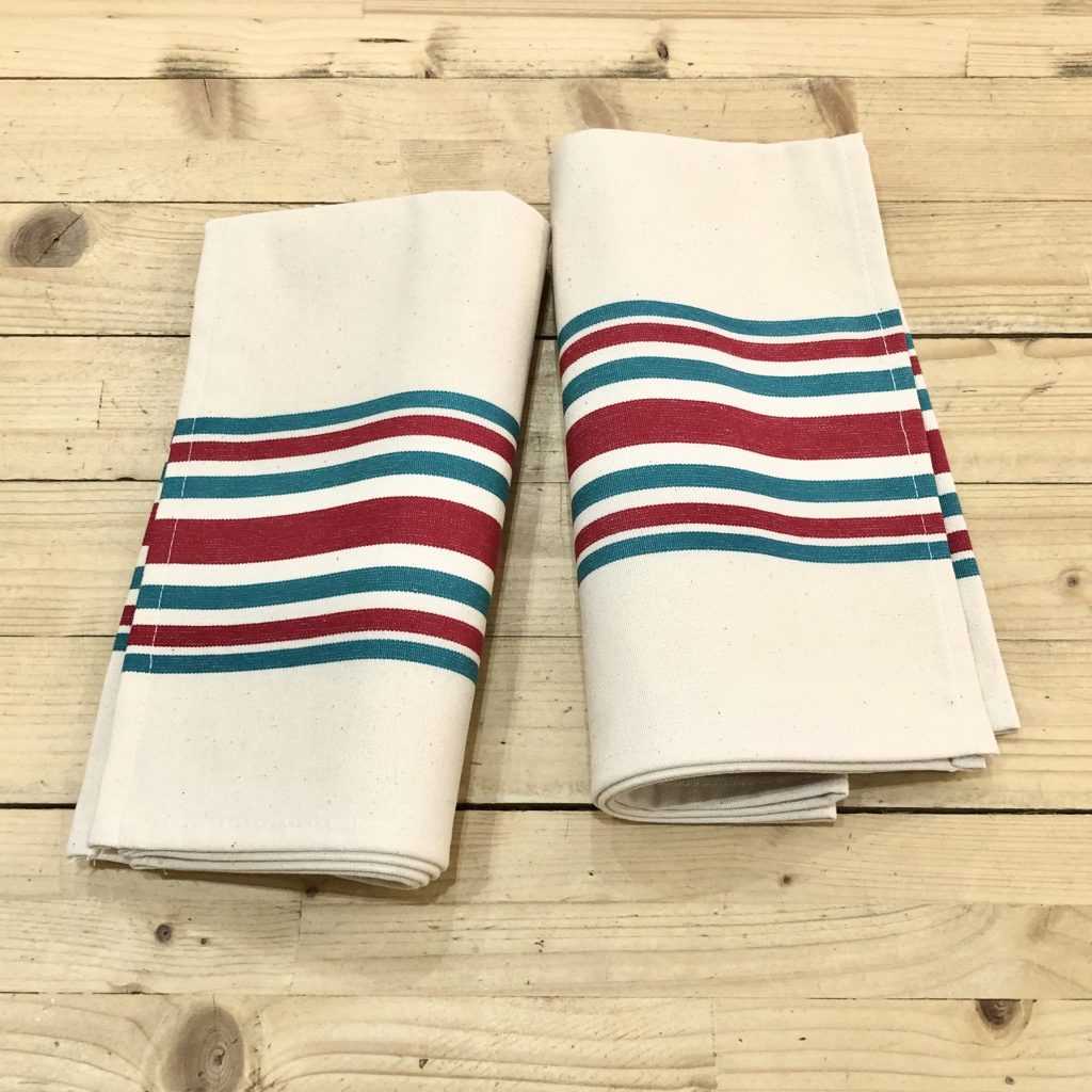 STRIPED NAPKINS-GREEN AND RED